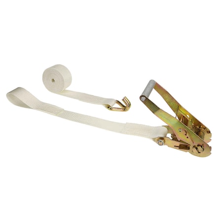 Us Cargo Control 2'' x 15' White Tent Ratchet Strap w/ Sewn Loop & Wire Hook 5015SLWH-WHT